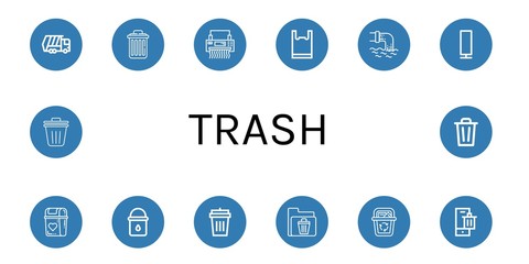 Set of trash icons