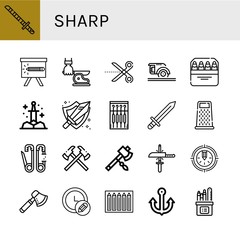 sharp simple icons set