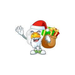 Fried egg Cartoon character of Santa with box of gift