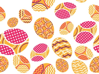 Foto op Aluminium Easter eggs seamless pattern. Happy Easter festive eggs with doodle pattern. Vector illustration © andyvi
