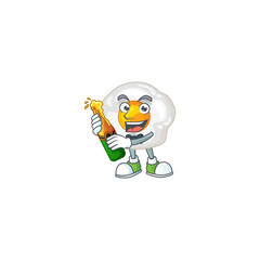 mascot cartoon design of fried egg with bottle of beer