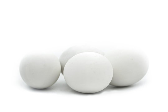 white duck eggs isolated on white background