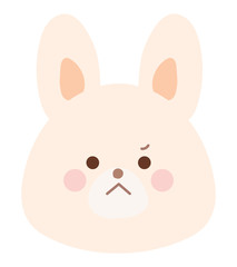 うさぎのイラスト　怒る　線なし