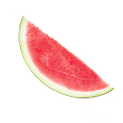cut of fresh red  watermelon without seeds isolated on white background