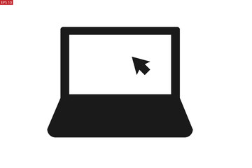 Laptop and click icon vector isolate 