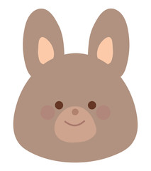 Obraz premium うさぎのイラスト ほほえみ 茶色 線なし