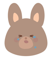 うさぎのイラスト　泣く　茶色　線なし