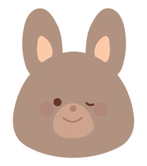 うさぎのイラスト　ウインク　茶色　線なし