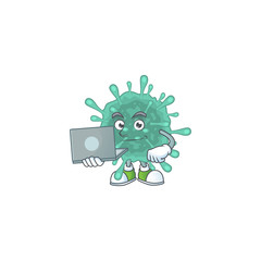 smart student of coronaviruses using a laptop