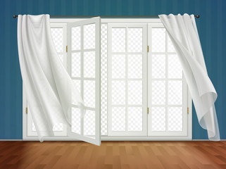 Open Window Curtains Composition