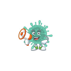 A picture of coronaviruses with a megaphone