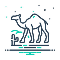 Mix icon for camel in desert 