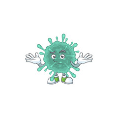 A picture of smirking coronaviruses cartoon character design style