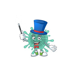 Charming coronaviruses cartoon design performance as a Magician style