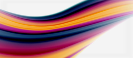 Wave lines abstract background, smooth silk design with rainbow style colors. Liquid fluid color waves. Vector Illustration
