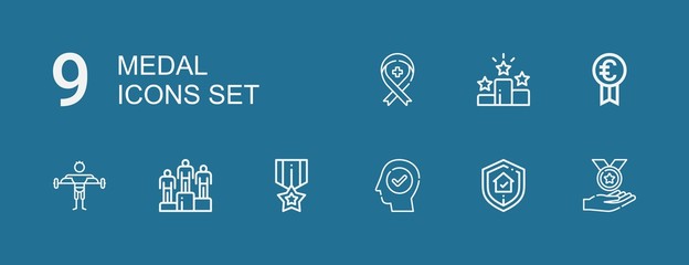Editable 9 medal icons for web and mobile