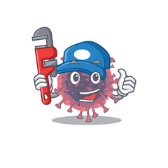 Smart Plumber microbiology coronavirus on cartoon character design