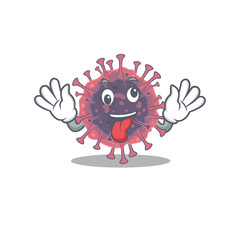 A picture of crazy face microbiology coronavirus mascot design style