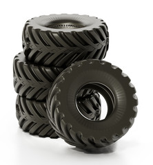 Tractor tyre isolated on white background. 3D illustration