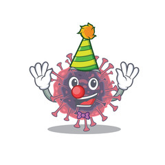 Cute and Funny Clown microbiology coronavirus cartoon character mascot style