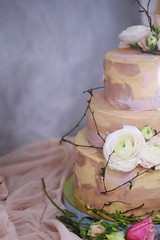 Beautiful festive cake biscuit with different creams