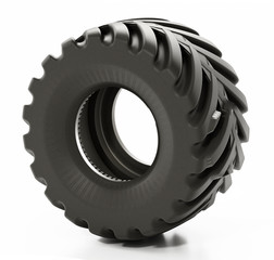 Tractor tyre isolated on white background. 3D illustration © Destina