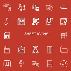 Editable 22 sheet icons for web and mobile