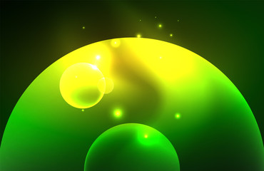 Neon shiny transparent glowing circles with light effects. Techno futuristic vector abstract background For Wallpaper, Banner, Background, Card, Book Illustration, landing page