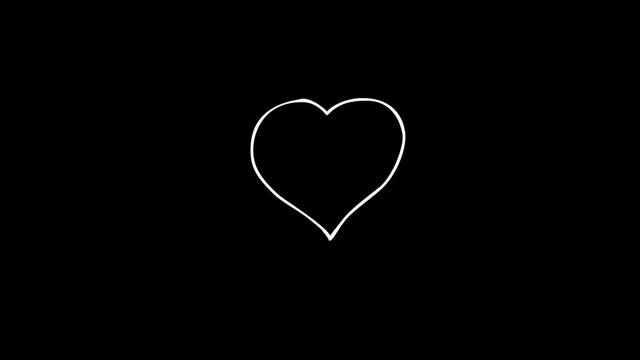 Doodle creative heartbeat Set 1. A set of heartbeat animations. Happy love theme. 30 hand drawn animations elements on a black background. Original file 4K 29.97 fps