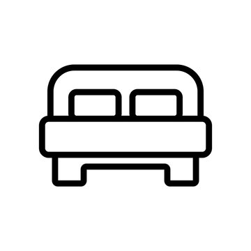 Bed icon vector. Thin line sign. Isolated contour symbol illustration