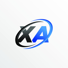 Initial Letters XA Logo with Circle Swoosh Element