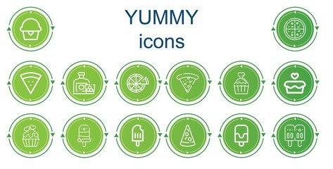 Editable 14 yummy icons for web and mobile