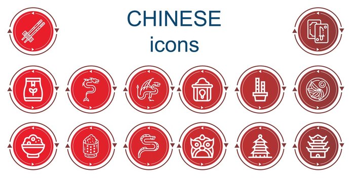 Editable 14 chinese icons for web and mobile