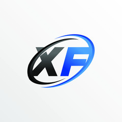 Initial Letters XF Logo with Circle Swoosh Element