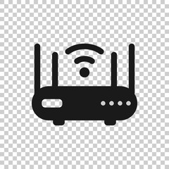 Wifi router icon in flat style. Broadband vector illustration on white isolated background. Internet connection business concept.