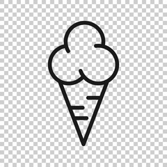 Ice cream icon in flat style. Sundae vector illustration on white isolated background. Sorbet dessert business concept.