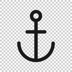Boat anchor icon in flat style. Vessel hook vector illustration on white isolated background. Ship equipment business concept.