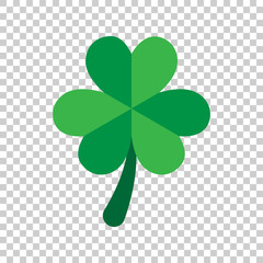 Three leaf clover icon in flat style. St Patricks Day vector illustration on white isolated background. Flower shape business concept.