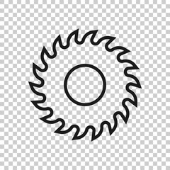 Saw blade icon in flat style. Circular machine vector illustration on white isolated background. Rotary disc business concept.