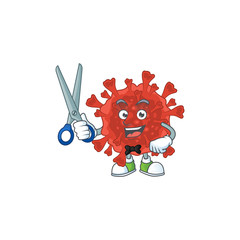 Cool Barber red corona virus mascot design style