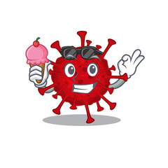 cartoon character of betacoronavirus holding an ice cream