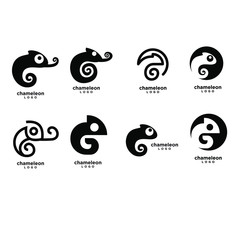 collection black chameleon logo icon design © Alpha Vector