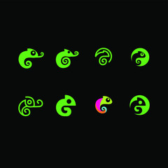 collection green black chameleon logo icon design © Alpha Vector