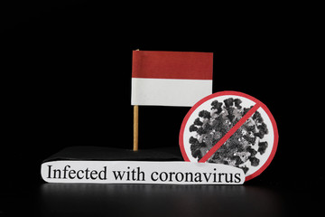 Indonesia is infected with covid-19, Severe acute respiratory syndrome coronavirus. Flag of Thailand on wooden stick and cell of disease. Epidemic of coronavirus disease 2019 across world