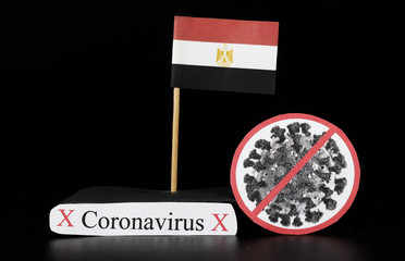 Egypt is infected with covid-19, Severe acute respiratory syndrome coronavirus. Flag of Thailand on wooden stick and cell of disease. Epidemic of coronavirus disease 2019 across world