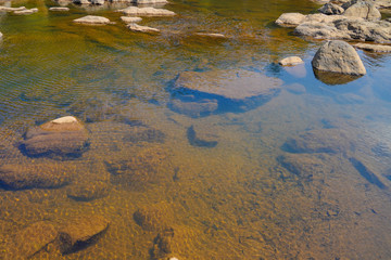 water flow between river stone. beautiful natural view 