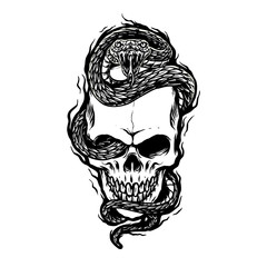 skull with snake vector illustration