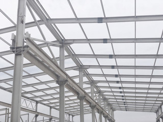 Metal frame of prefabricated multi storey building.