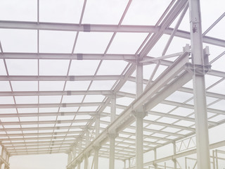 Metal frame of prefabricated multi storey building.