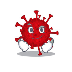 Funny betacoronavirus mascot character showing confident gesture